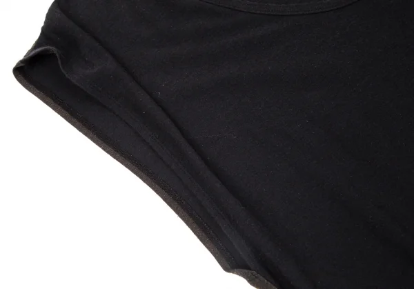 イッセイミヤケISSEY MIYAKE 24 バックグリッター切替ボックスシルエットノースリーブ 黒ゴールドM位 K-96866_005