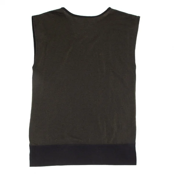 イッセイミヤケISSEY MIYAKE 24 バックグリッター切替ボックスシルエットノースリーブ 黒ゴールドM位 K-96866_009