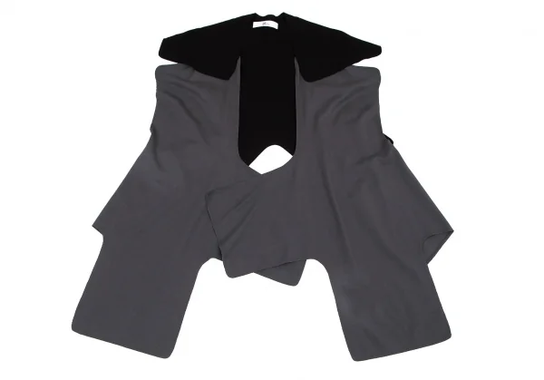 イッセイミヤケISSEY MIYAKE 24 バイカラー変形デザインベスト 黒グレーF K-96867_002