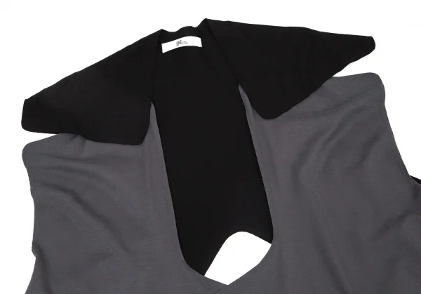 イッセイミヤケISSEY MIYAKE 24 バイカラー変形デザインベスト 黒グレーF K-96867_003