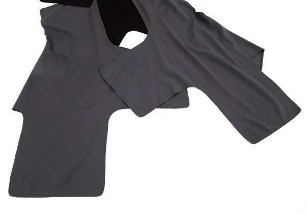 イッセイミヤケISSEY MIYAKE 24 バイカラー変形デザインベスト 黒グレーF K-96867_006