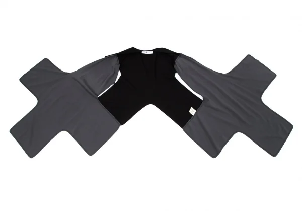 イッセイミヤケISSEY MIYAKE 24 バイカラー変形デザインベスト 黒グレーF K-96867_007