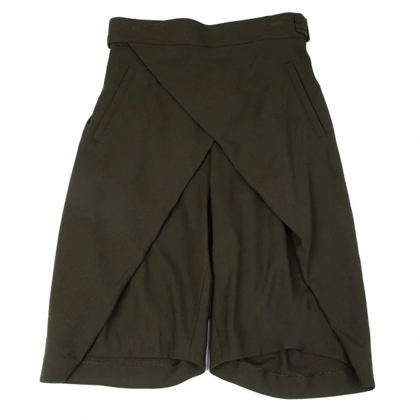 イッセイミヤケISSEY MIYAKE フロントラップデザインハーフパンツ オリーブ1 K-96889_001