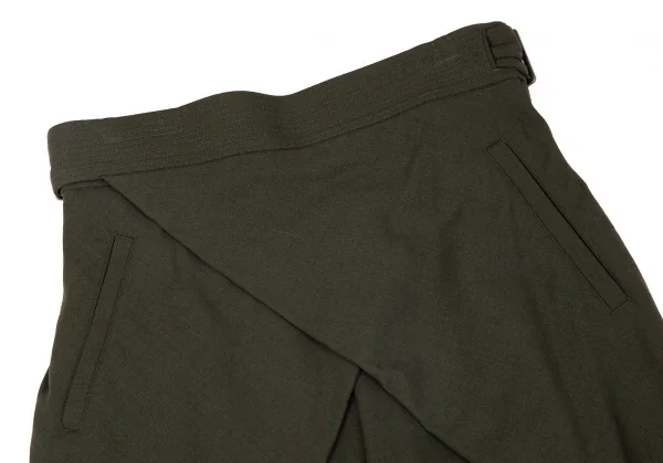 イッセイミヤケISSEY MIYAKE フロントラップデザインハーフパンツ オリーブ1 K-96889_002