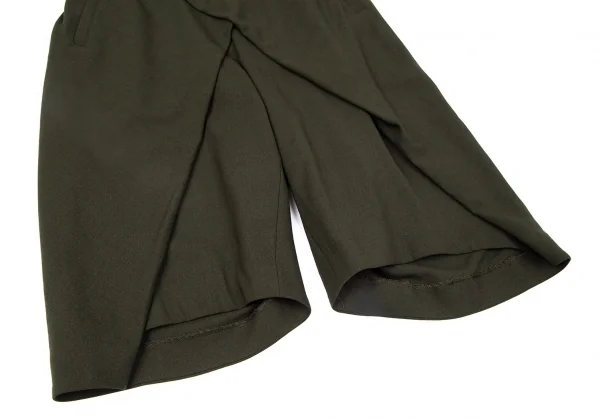 イッセイミヤケISSEY MIYAKE フロントラップデザインハーフパンツ オリーブ1 K-96889_006