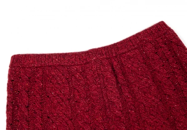 イッセイミヤケISSEY MIYAKE ミックスケーブルニットミニスカート 赤M位 K-96891_003