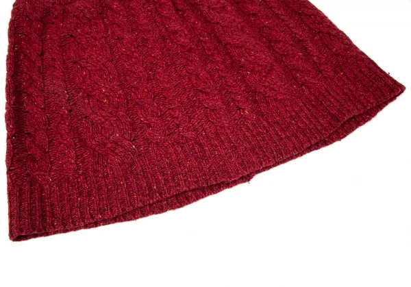 イッセイミヤケISSEY MIYAKE ミックスケーブルニットミニスカート 赤M位 K-96891_005