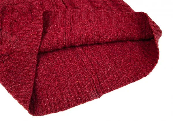 イッセイミヤケISSEY MIYAKE ミックスケーブルニットミニスカート 赤M位 K-96891_006