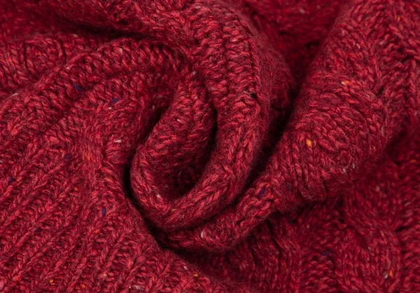 イッセイミヤケISSEY MIYAKE ミックスケーブルニットミニスカート 赤M位 K-96891_008