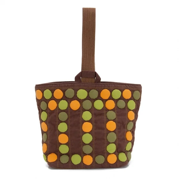 イッセイミヤケ ハートタマシャISSEY MIYAKEHaaTTaMaSHa ドットモチーフワンハンドルポーチ 茶 K-96896_004