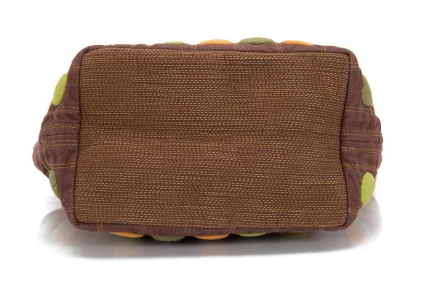 イッセイミヤケ ハートタマシャISSEY MIYAKEHaaTTaMaSHa ドットモチーフワンハンドルポーチ 茶 K-96896_005