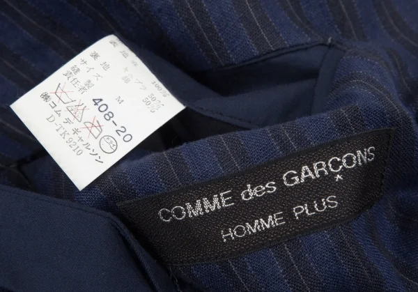 コムデギャルソンオムプリュスCOMME des GARCONS HOMME PLUS リネンストライプダブルジャケット 青黒M K-96908_014