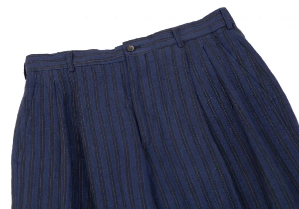 コムデギャルソンオムプリュスCOMME des GARCONS HOMME PLUS リネンストライプパンツ 青黒M K-96909_002