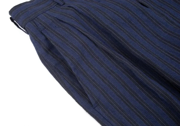 コムデギャルソンオムプリュスCOMME des GARCONS HOMME PLUS リネンストライプパンツ 青黒M K-96909_003