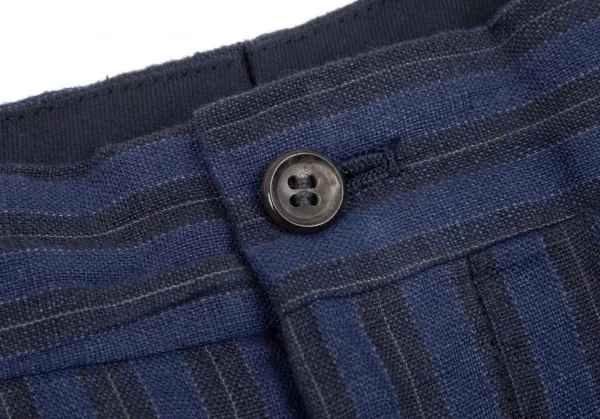 コムデギャルソンオムプリュスCOMME des GARCONS HOMME PLUS リネンストライプパンツ 青黒M K-96909_004