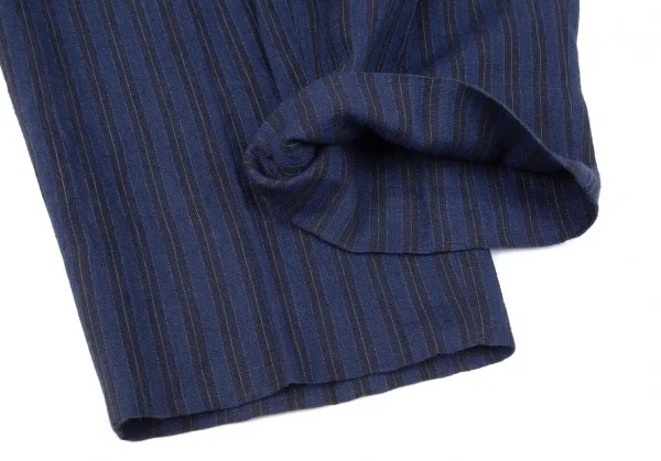 コムデギャルソンオムプリュスCOMME des GARCONS HOMME PLUS リネンストライプパンツ 青黒M K-96909_008