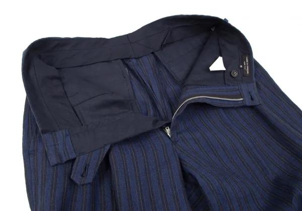 コムデギャルソンオムプリュスCOMME des GARCONS HOMME PLUS リネンストライプダブルセットアプスーツ 青黒M K-96910_013