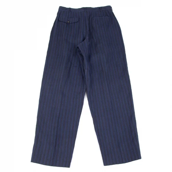 コムデギャルソンオムプリュスCOMME des GARCONS HOMME PLUS リネンストライプダブルセットアプスーツ 青黒M K-96910_017