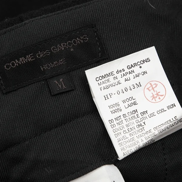 コムデギャルソンオムCOMME des GARCONS HOMME ウール裾切替ロールアップパンツ 黒M K-96926_013