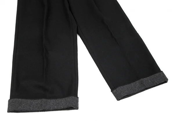 コムデギャルソンオムCOMME des GARCONS HOMME ウール裾切替ロールアップパンツ 黒M K-96926_006