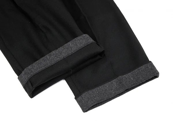 コムデギャルソンオムCOMME des GARCONS HOMME ウール裾切替ロールアップパンツ 黒M K-96926_007
