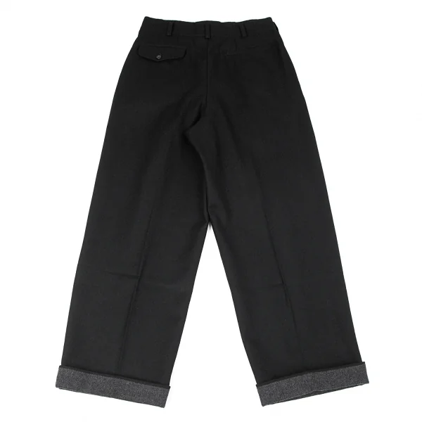 コムデギャルソンオムCOMME des GARCONS HOMME ウール裾切替ロールアップパンツ 黒M K-96926_009