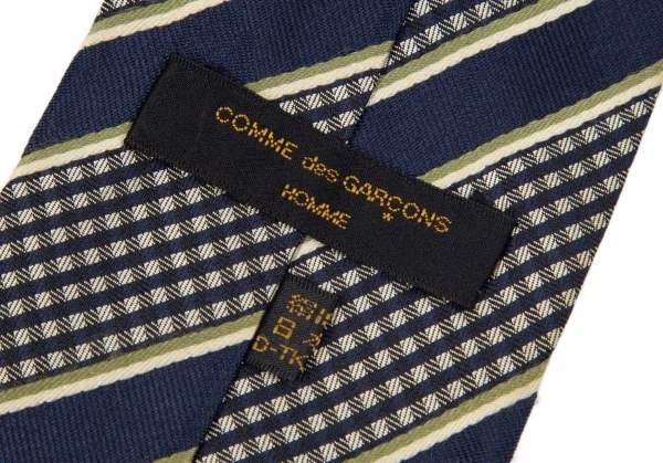 コムデギャルソンオムCOMME des GARCONS HOMME レジメンタルシルクネクタイ 紺緑クリーム K-96935_010