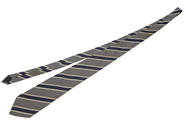 コムデギャルソンオムCOMME des GARCONS HOMME レジメンタルシルクネクタイ 紺緑クリーム K-96935_002