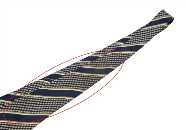 コムデギャルソンオムCOMME des GARCONS HOMME レジメンタルシルクネクタイ 紺緑クリーム K-96935_003