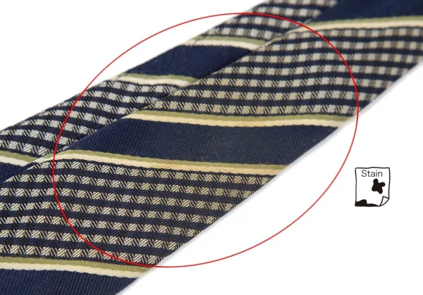 コムデギャルソンオムCOMME des GARCONS HOMME レジメンタルシルクネクタイ 紺緑クリーム K-96935_004