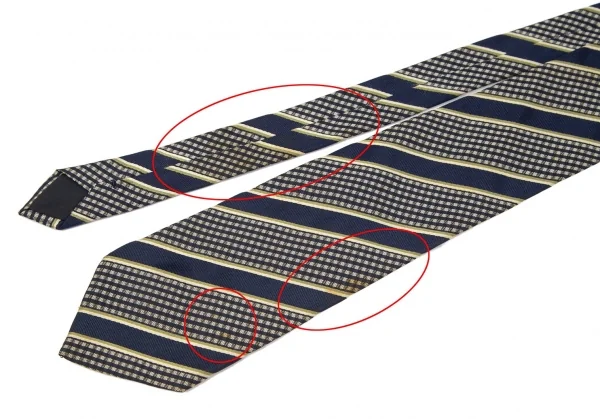 コムデギャルソンオムCOMME des GARCONS HOMME レジメンタルシルクネクタイ 紺緑クリーム K-96935_005