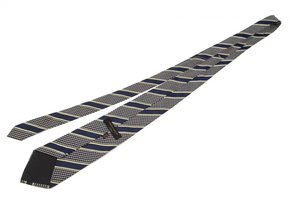 コムデギャルソンオムCOMME des GARCONS HOMME レジメンタルシルクネクタイ 紺緑クリーム K-96935_008