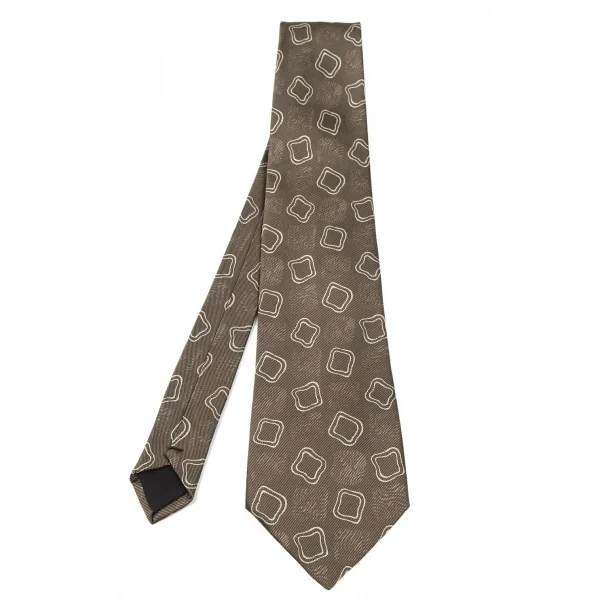 コムデギャルソンオムCOMME des GARCONS HOMME 総柄刺繍シルクネクタイ 茶 K-96941_001