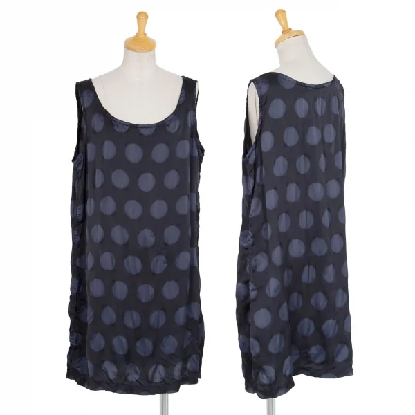 イッセイミヤケミーISSEY MIYAKE me 染めビックドットワンピース 紺F K-96978_001