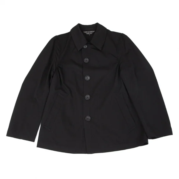 コムデギャルソンオムプリュスCOMME des GARCONS HOMME PLUS ウールギャバサイドギャザーステンカラージャケット 黒S K-97055_001