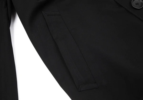 コムデギャルソンオムプリュスCOMME des GARCONS HOMME PLUS ウールギャバサイドギャザーステンカラージャケット 黒S K-97055_010