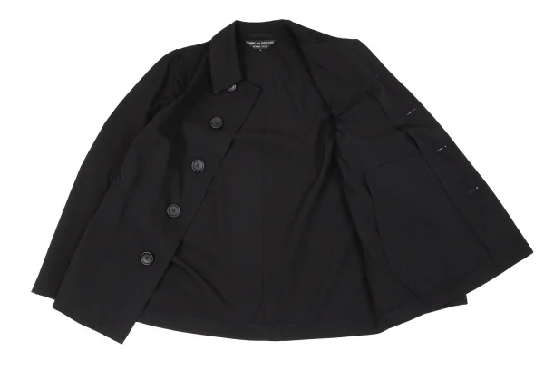 コムデギャルソンオムプリュスCOMME des GARCONS HOMME PLUS ウールギャバサイドギャザーステンカラージャケット 黒S K-97055_011