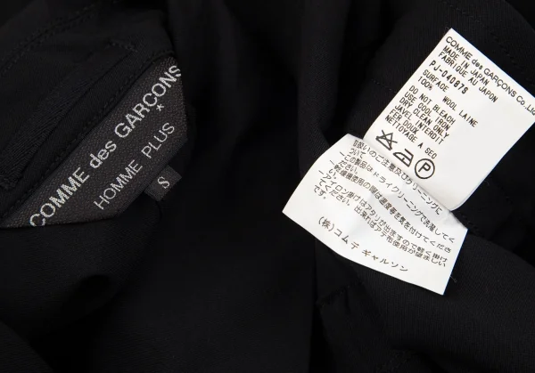 コムデギャルソンオムプリュスCOMME des GARCONS HOMME PLUS ウールギャバサイドギャザーステンカラージャケット 黒S K-97055_015