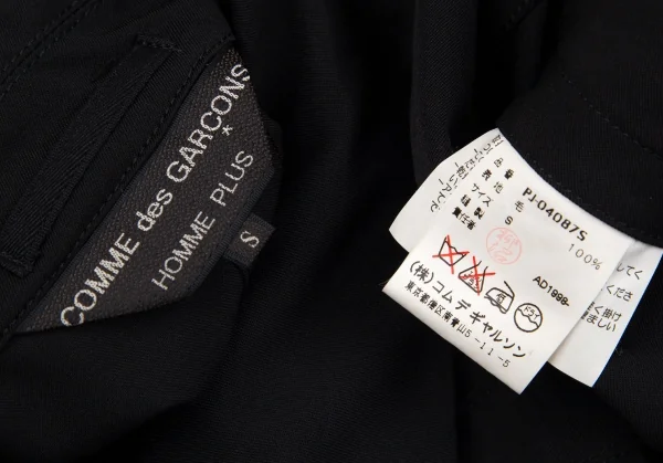 コムデギャルソンオムプリュスCOMME des GARCONS HOMME PLUS ウールギャバサイドギャザーステンカラージャケット 黒S K-97055_016