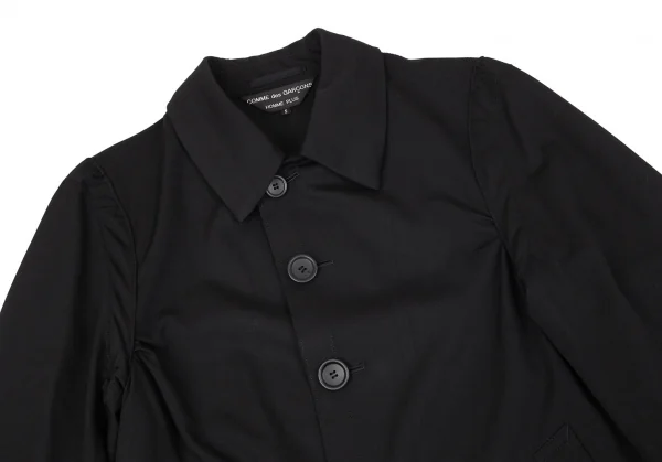 コムデギャルソンオムプリュスCOMME des GARCONS HOMME PLUS ウールギャバサイドギャザーステンカラージャケット 黒S K-97055_002