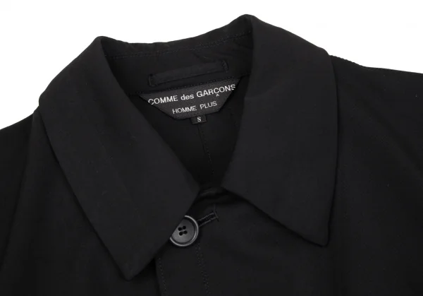 コムデギャルソンオムプリュスCOMME des GARCONS HOMME PLUS ウールギャバサイドギャザーステンカラージャケット 黒S K-97055_003