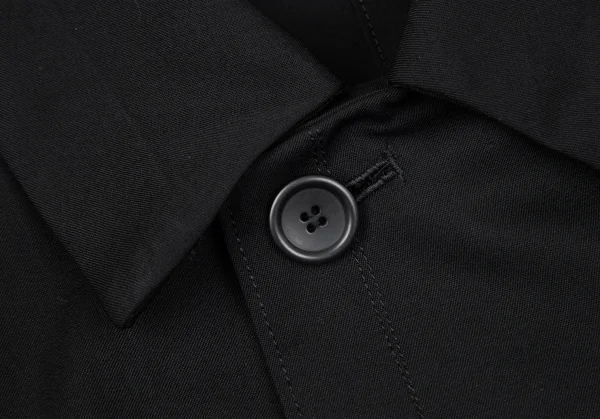 コムデギャルソンオムプリュスCOMME des GARCONS HOMME PLUS ウールギャバサイドギャザーステンカラージャケット 黒S K-97055_004