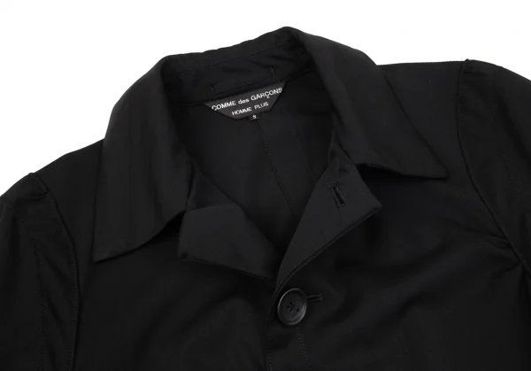 コムデギャルソンオムプリュスCOMME des GARCONS HOMME PLUS ウールギャバサイドギャザーステンカラージャケット 黒S K-97055_005