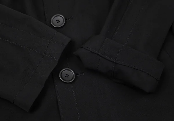 コムデギャルソンオムプリュスCOMME des GARCONS HOMME PLUS ウールギャバサイドギャザーステンカラージャケット 黒S K-97055_008