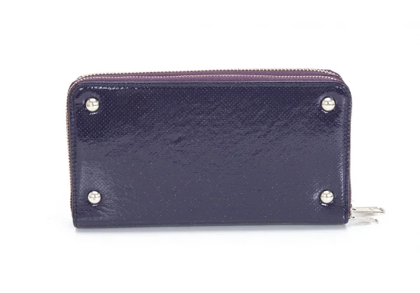 リミフゥLIMI feu パンチングエナメルレザーダブルジップウォレット 長財布 紫 K-97072_002