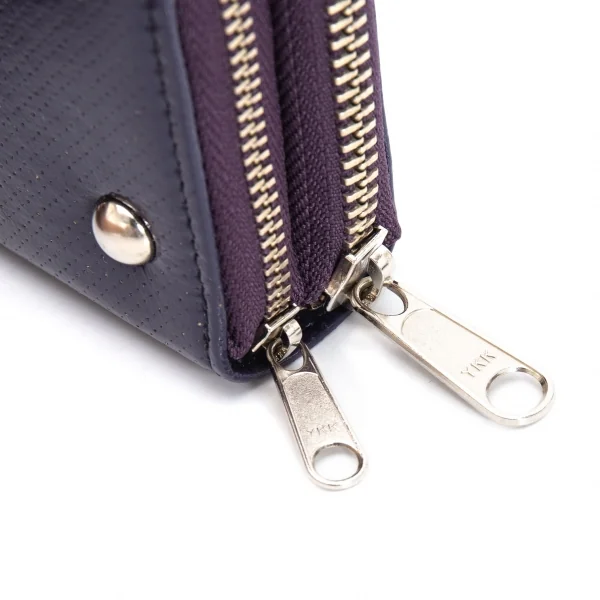 リミフゥLIMI feu パンチングエナメルレザーダブルジップウォレット 長財布 紫 K-97072_005