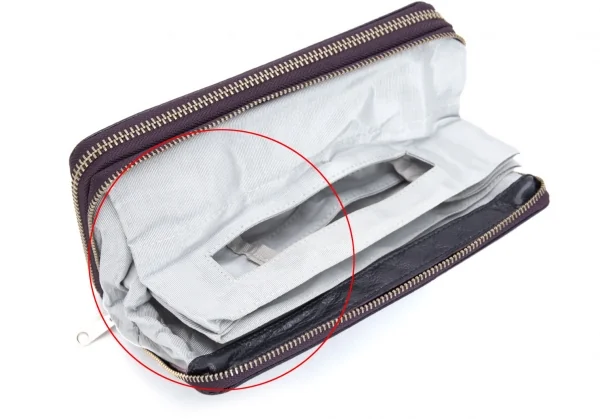 リミフゥLIMI feu パンチングエナメルレザーダブルジップウォレット 長財布 紫 K-97072_006