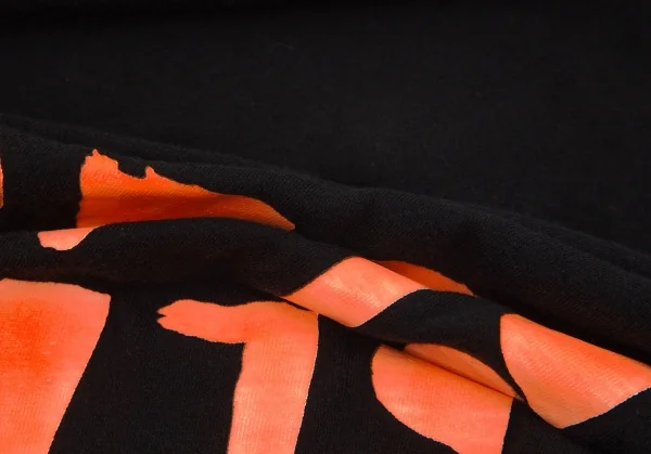 ブラックコムデギャルソンBLACK COMME des GARCONS ロゴプリントフード付きTシャツ 黒オレンジS K-97120_014