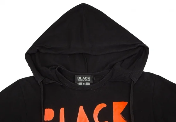 ブラックコムデギャルソンBLACK COMME des GARCONS ロゴプリントフード付きTシャツ 黒オレンジS K-97120_002