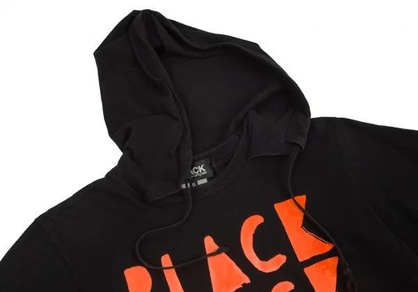 ブラックコムデギャルソンBLACK COMME des GARCONS ロゴプリントフード付きTシャツ 黒オレンジS K-97120_004